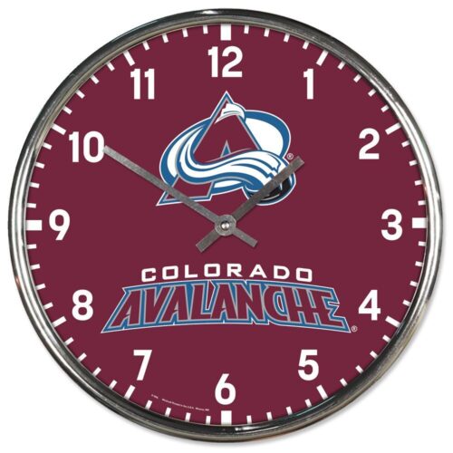 Colorado Avalanche Clock Round Wall Style Chrome