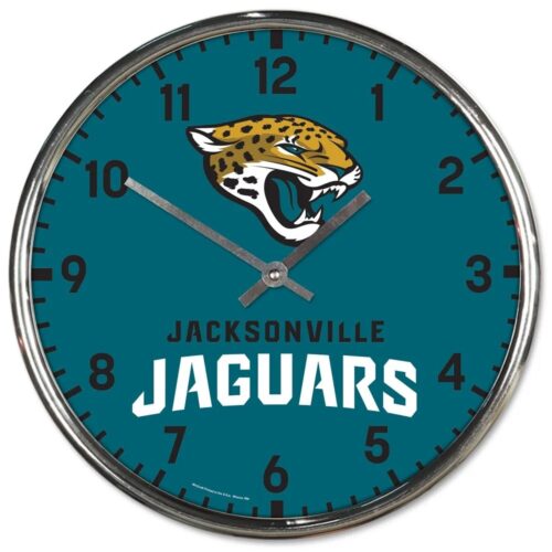 Jacksonville Jaguars Clock Round Wall Style Chrome