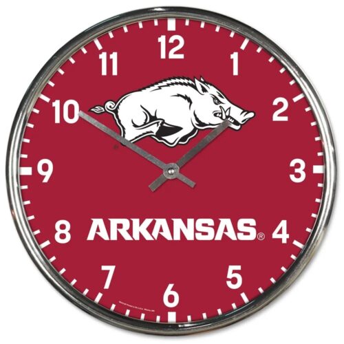 Arkansas Razorbacks Clock Round Wall Style Chrome