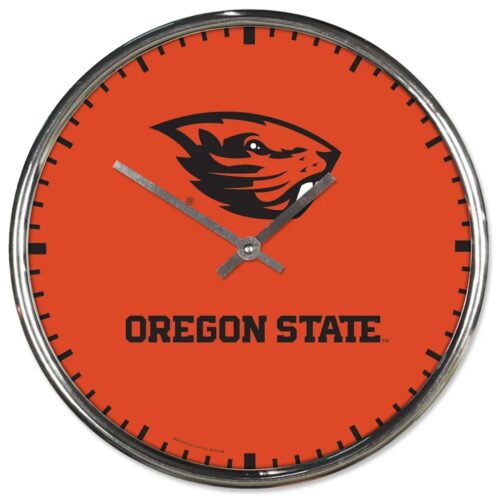 Oregon State Beavers Clock Round Wall Style Chrome