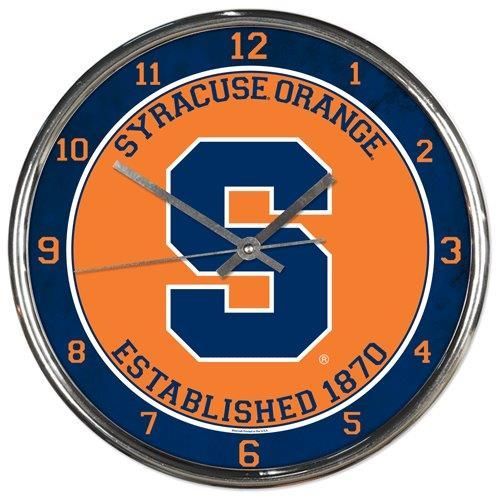 Syracuse Orange Clock Round Wall Style Chrome