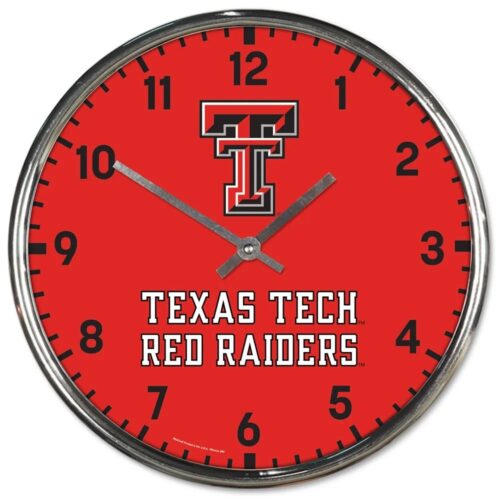 Texas Tech Red Raiders Clock Round Wall Style Chrome