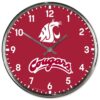 Washington State Cougars Clock Round Wall Style Chrome