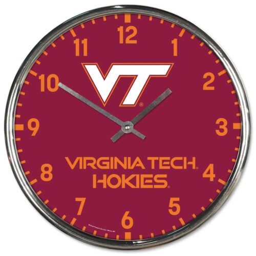 Virginia Tech Hokies Clock Round Wall Style Chrome