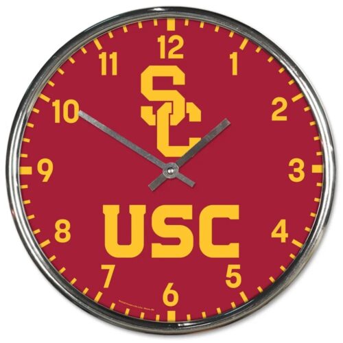 USC Trojans Clock Round Wall Style Chrome