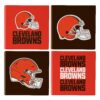 Cleveland Browns Coaster Set 4 Piece with Wood Caddy