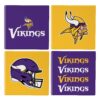 Minnesota Vikings Coaster Set 4 Piece with Wood Caddy