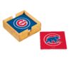 Chicago Cubs Coaster Set 4 Piece with Wood Caddy