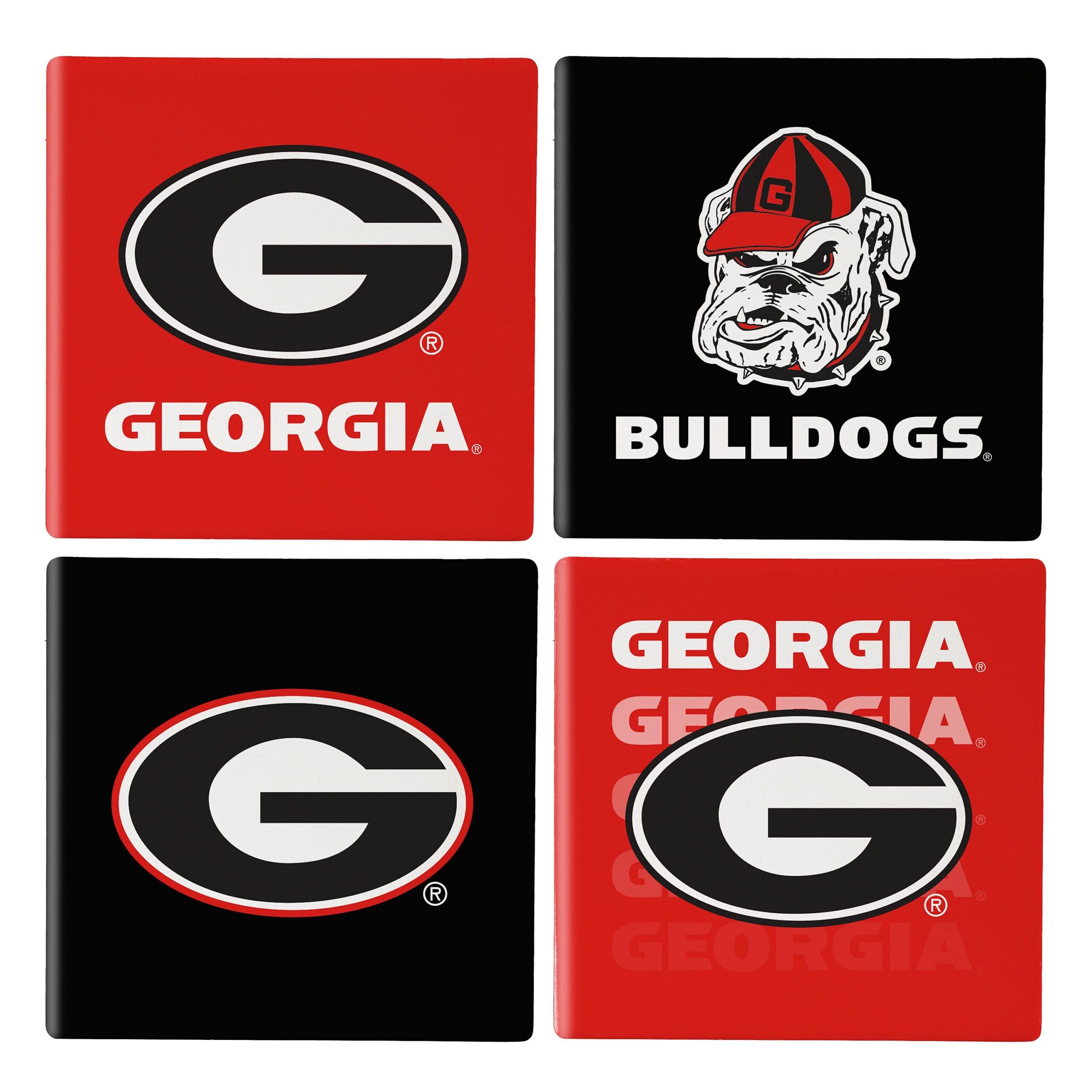 Georgia Bulldogs Coaster Set 4 Piece with Wood Caddy Georgia Bulldogs Coaster Set 4 Piece with Wood Caddy