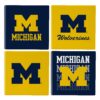 Michigan Wolverines Coaster Set 4 Piece with Wood Caddy