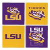 LSU Tigers Coaster Set 4 Piece with Wood Caddy