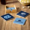 North Carolina Tar Heels Coaster Set 4 Piece with Wood Caddy