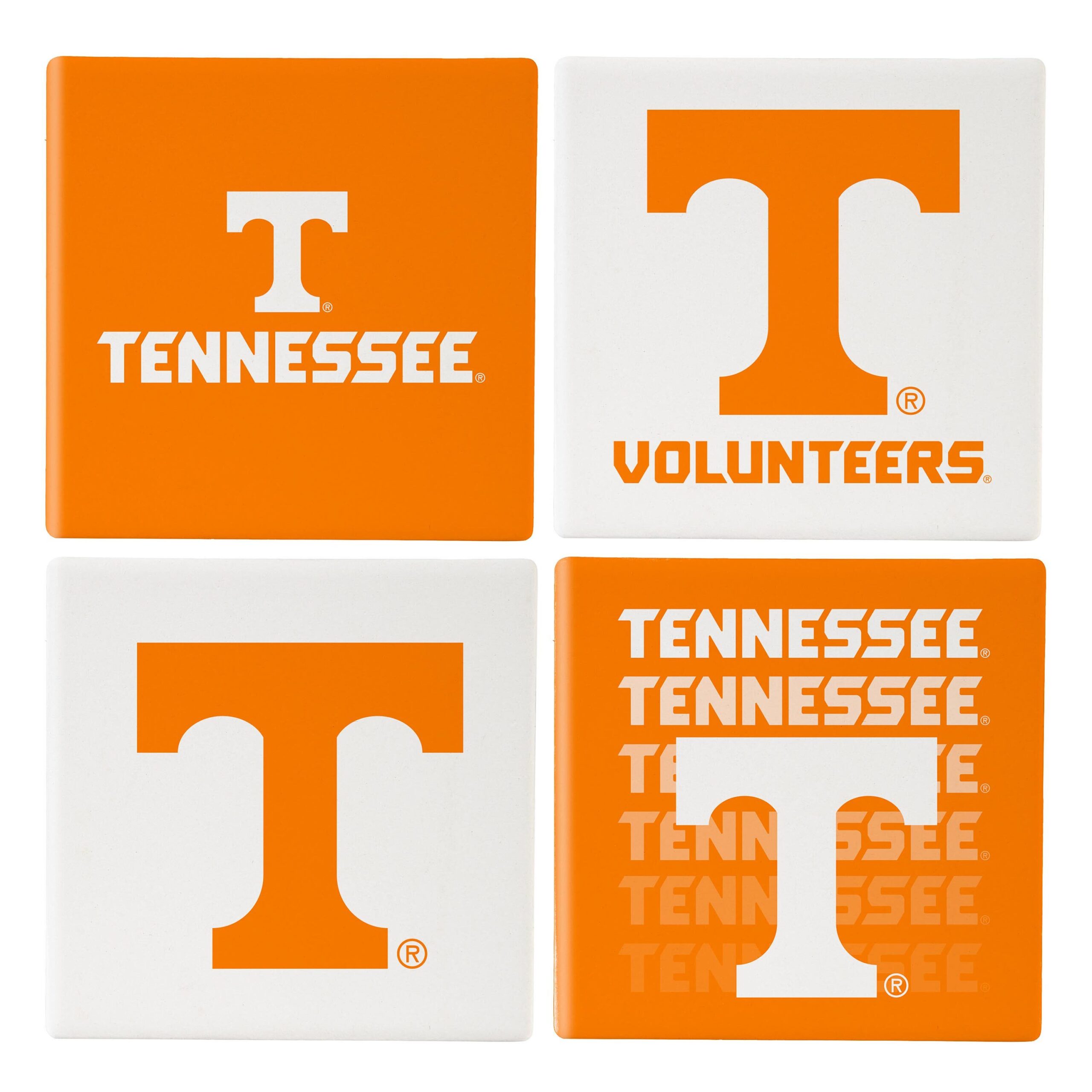 Tennessee Volunteers Coaster Set 4 Piece with Wood Caddy Tennessee Volunteers Coaster Set 4 Piece with Wood Caddy