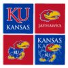 Kansas Jayhawks Coaster Set 4 Piece with Wood Caddy