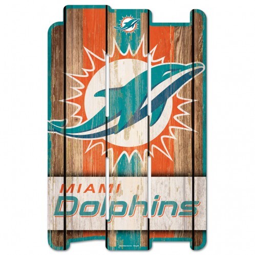 Miami Dolphins Sign 11×17 Wood Fence Style