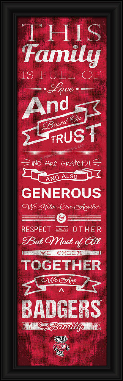 Wisconsin Badgers Family Cheer Print 8″x24″ Wisconsin Badgers Family Cheer Print 8″x24″