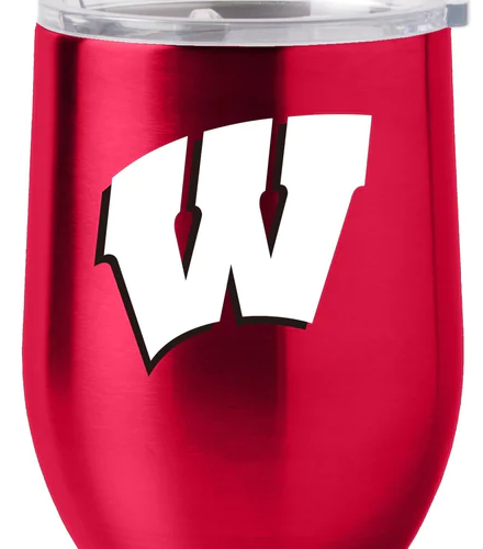 Wisconsin Badgers Travel Tumbler 16oz Stainless Steel Curved