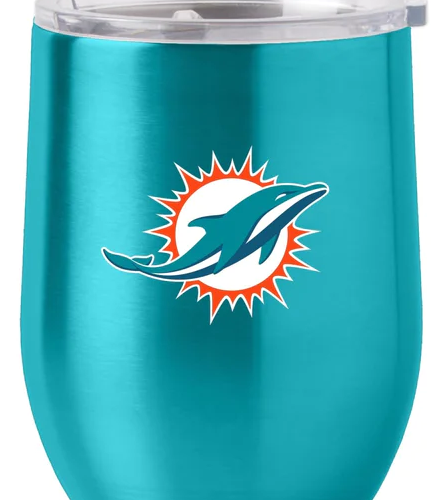 Miami Dolphins Travel Tumbler 16oz Stainless Steel Curved