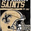 New Orleans Saints Blanket 46×60 Micro Raschel 40 Yard Dash Design Rolled