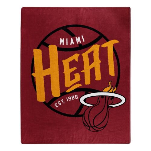 Miami Heat Blanket 50×60 Raschel Blacktop Design – Special Order