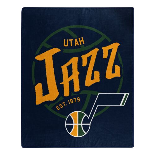 Utah Jazz Blanket 50×60 Raschel Blacktop Design