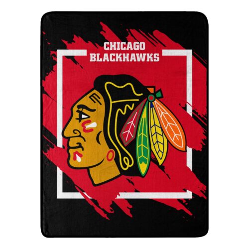 Chicago Blackhawks Blanket 46×60 Micro Raschel Dimensional Design Rolled