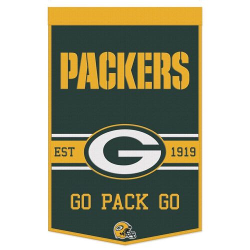 Green Bay Packers Banner Wool 24×38 Dynasty Slogan Design – Special Order
