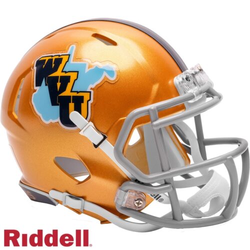 West Virginia Mountaineers Helmet Riddell Replica Mini Speed Style Gold Throwback